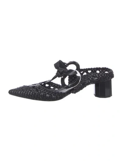 Pre-owned Proenza Schouler Leather Bow Accents Mules In Black
