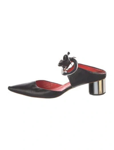 Pre-owned Proenza Schouler Leather Bow Accents Mules In Black
