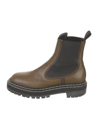 Pre-owned Proenza Schouler Leather Chelsea Boots In Green
