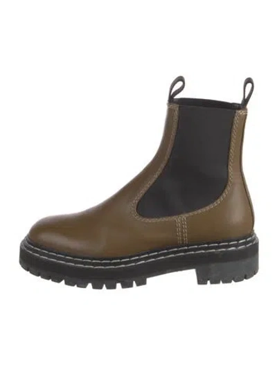 Pre-owned Proenza Schouler Leather Chelsea Boots In Green