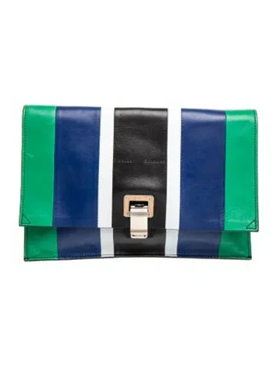 Pre-owned Proenza Schouler Leather Clutch In Black/blue/green