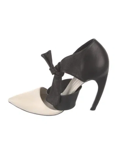 Pre-owned Proenza Schouler Leather Colorblock Pattern D'orsay Pumps In Black