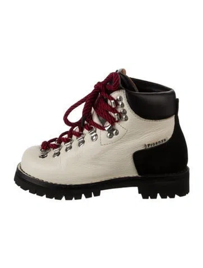 Pre-owned Proenza Schouler Leather Colorblock Pattern Hiking Boots In White
