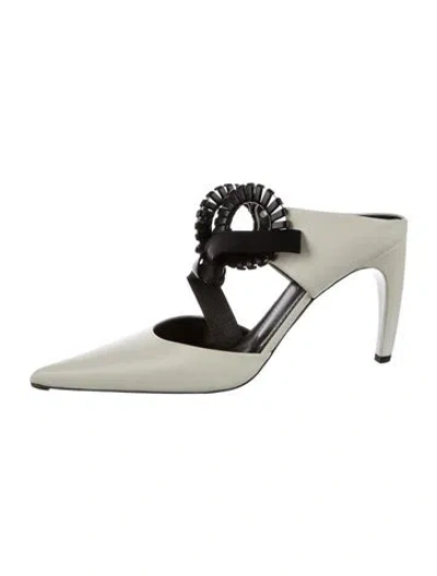 Pre-owned Proenza Schouler Leather Colorblock Pattern Mules In White