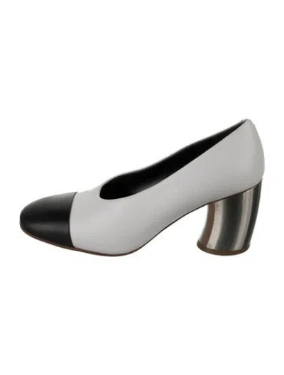 Pre-owned Proenza Schouler Leather Colorblock Pattern Pumps In White