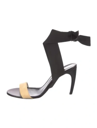 Pre-owned Proenza Schouler Leather Colorblock Pattern Sandals In Black