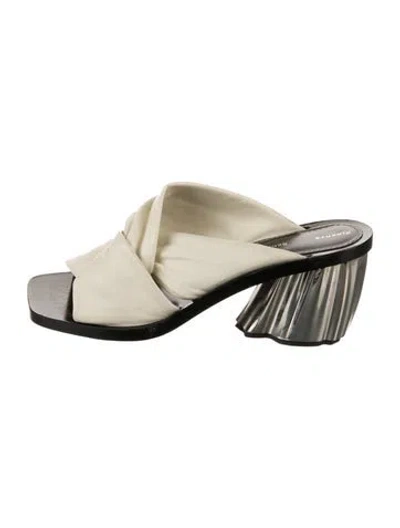 Pre-owned Proenza Schouler Leather Colorblock Pattern Slides In Neutral