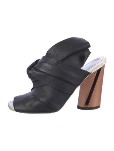 Pre-owned Proenza Schouler Leather Colorblock Pattern Slingback Pumps In Blue