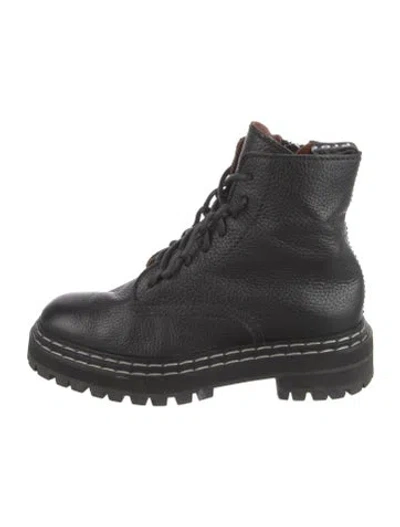 Pre-owned Proenza Schouler Leather Combat Boots In Black