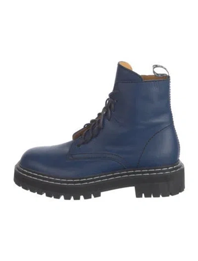 Pre-owned Proenza Schouler Leather Combat Boots In Blue