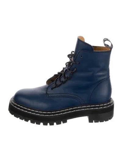 Pre-owned Proenza Schouler Leather Combat Boots In Blue