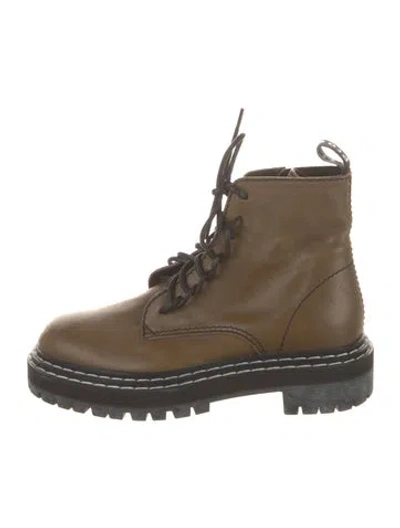 Pre-owned Proenza Schouler Leather Combat Boots In Brown