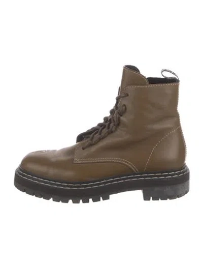 Pre-owned Proenza Schouler Leather Combat Boots In Neutral