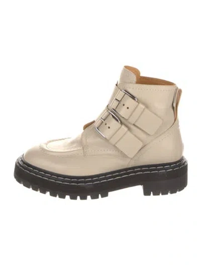 Pre-owned Proenza Schouler Leather Combat Boots In Neutral
