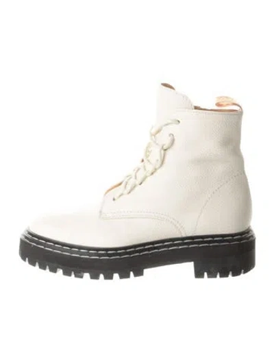 Pre-owned Proenza Schouler Leather Combat Boots In Neutral