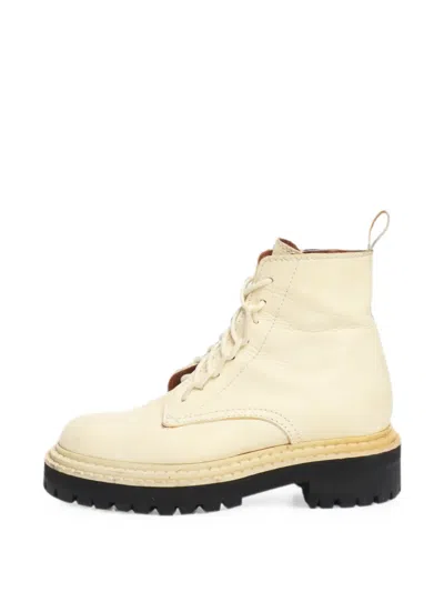 Pre-owned Proenza Schouler Leather Combat Boots In Neutral