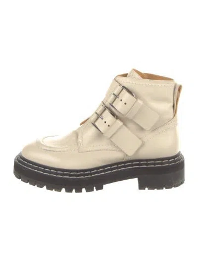 Pre-owned Proenza Schouler Leather Combat Boots In Neutral