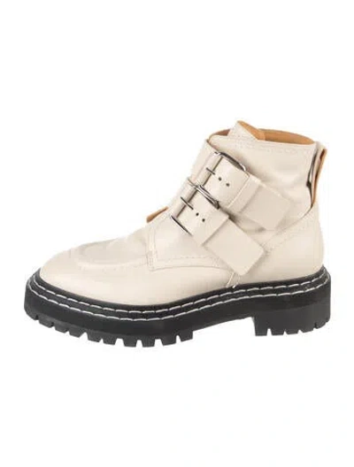 Pre-owned Proenza Schouler Leather Combat Boots In Neutrals
