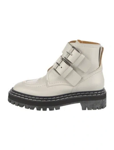 Pre-owned Proenza Schouler Leather Combat Boots In Neutrals