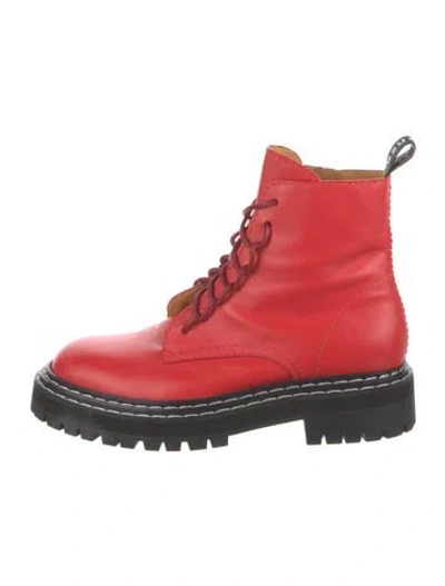 Pre-owned Proenza Schouler Leather Combat Boots In Red