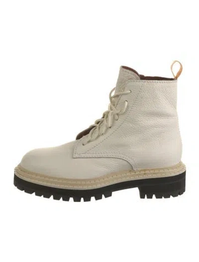 Pre-owned Proenza Schouler Leather Combat Boots In White