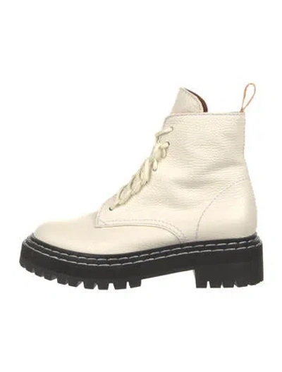 Pre-owned Proenza Schouler Leather Combat Boots In White