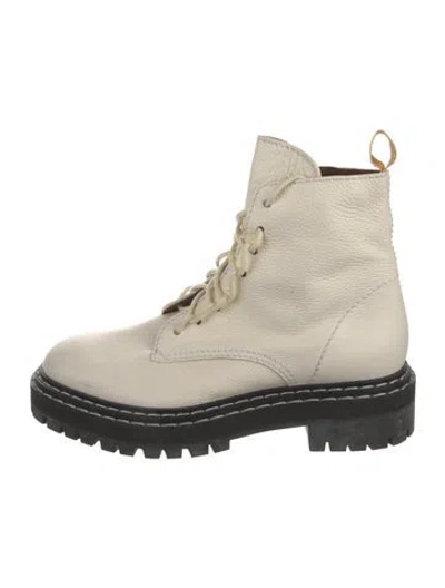 Pre-owned Proenza Schouler Leather Combat Boots In White