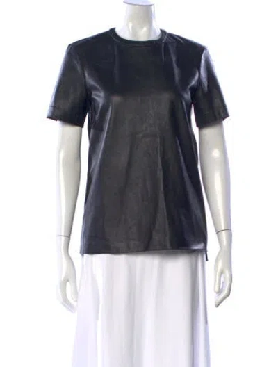 Pre-owned Proenza Schouler Leather Crew Neck T-shirt In Black