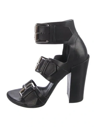 Pre-owned Proenza Schouler Leather Cutout Accent Gladiator Sandals In Black