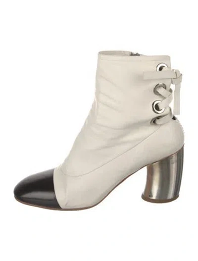 Pre-owned Proenza Schouler Leather Cutout Accent Lace-up Boots In White