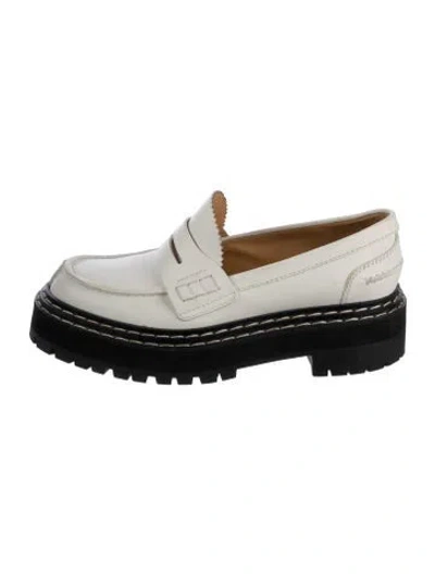 Pre-owned Proenza Schouler Leather Cutout Accent Loafers In White