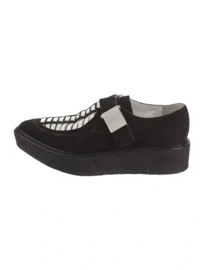 Pre-owned Proenza Schouler Leather Cutout Accent Oxfords In Black