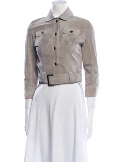 Pre-owned Proenza Schouler Leather Denim Jacket In Gray