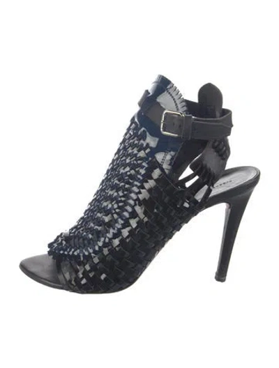 Pre-owned Proenza Schouler Leather Fringe Trim Accent Slingback Pumps In Blue