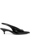 Proenza Schouler Dome Slash Leather Slingback Pumps In Black