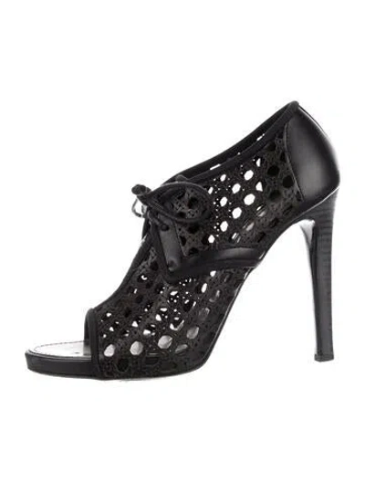 Pre-owned Proenza Schouler Leather Lasercut Accents Sandals In Black