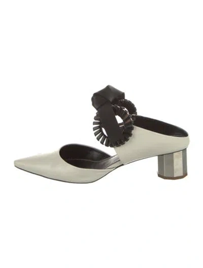 Pre-owned Proenza Schouler Leather Leather Trim Embellishment Mules In Neutral