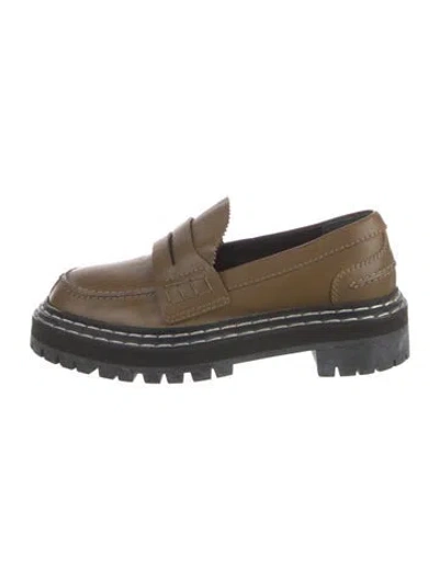 Pre-owned Proenza Schouler Leather Loafers In Green