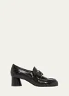 Proenza Schouler Leather Monogram Slip-on Heeled Loafers In Black