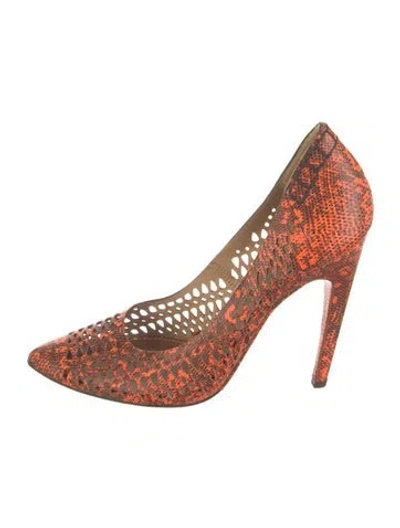 Pre-owned Proenza Schouler Leather Printed Pumps In Orange