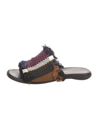 Pre-owned Proenza Schouler Leather Printed Slides In Black