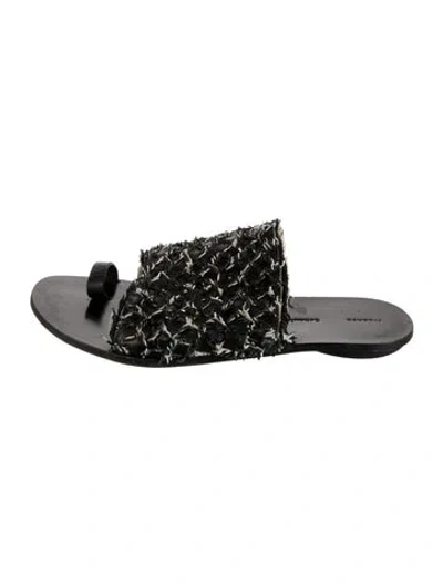 Pre-owned Proenza Schouler Leather Printed Slides In Black