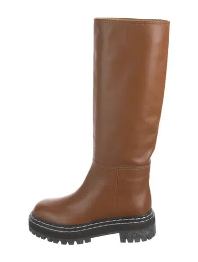 Pre-owned Proenza Schouler Leather Rain Boots In Brown