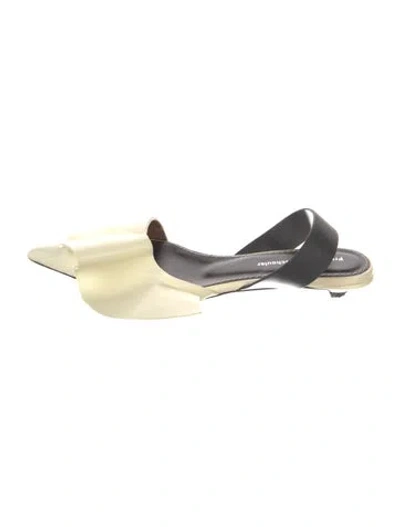 Pre-owned Proenza Schouler Leather Ruffle Embellishment Mules In Neutral