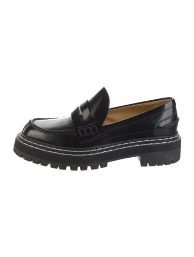 Pre-owned Proenza Schouler Leather Scalloped Accent Loafers In Black