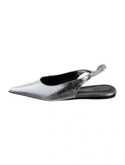 Pre-owned Proenza Schouler Leather Slingback Flats In Silver