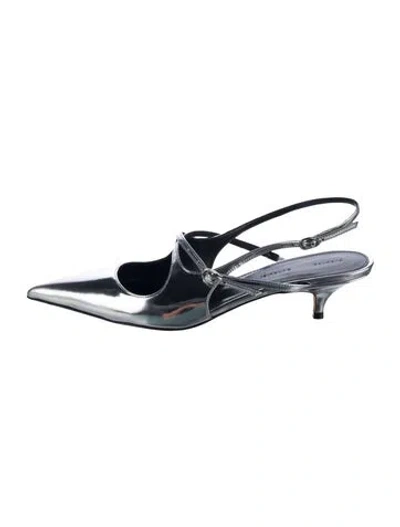 Pre-owned Proenza Schouler Leather Slingback Pumps In Silver