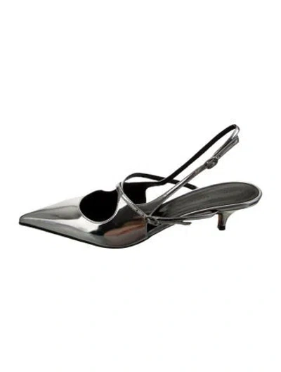 Pre-owned Proenza Schouler Leather Slingback Pumps In Silver