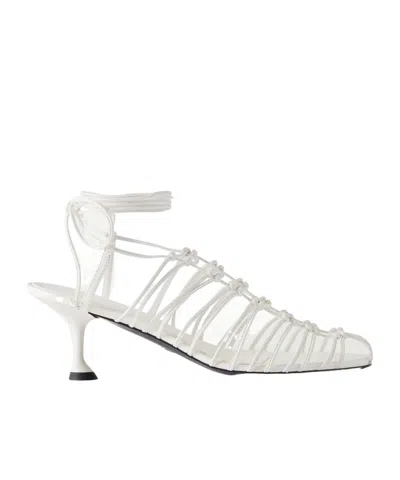 Proenza Schouler Tee Knot Leather Slingback Sandals In White