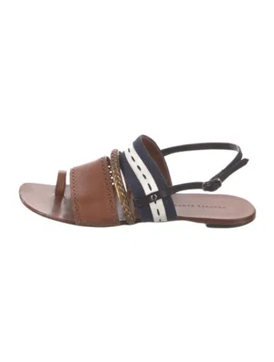 Pre-owned Proenza Schouler Leather Striped Slingback Sandals In Brown